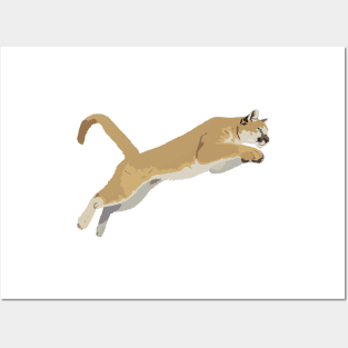 Jumping Cougar Posters and Art